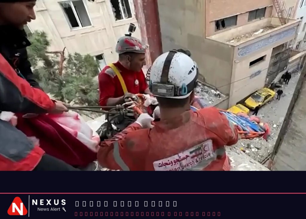 First responders rescue man from Tehran building hit by air strike