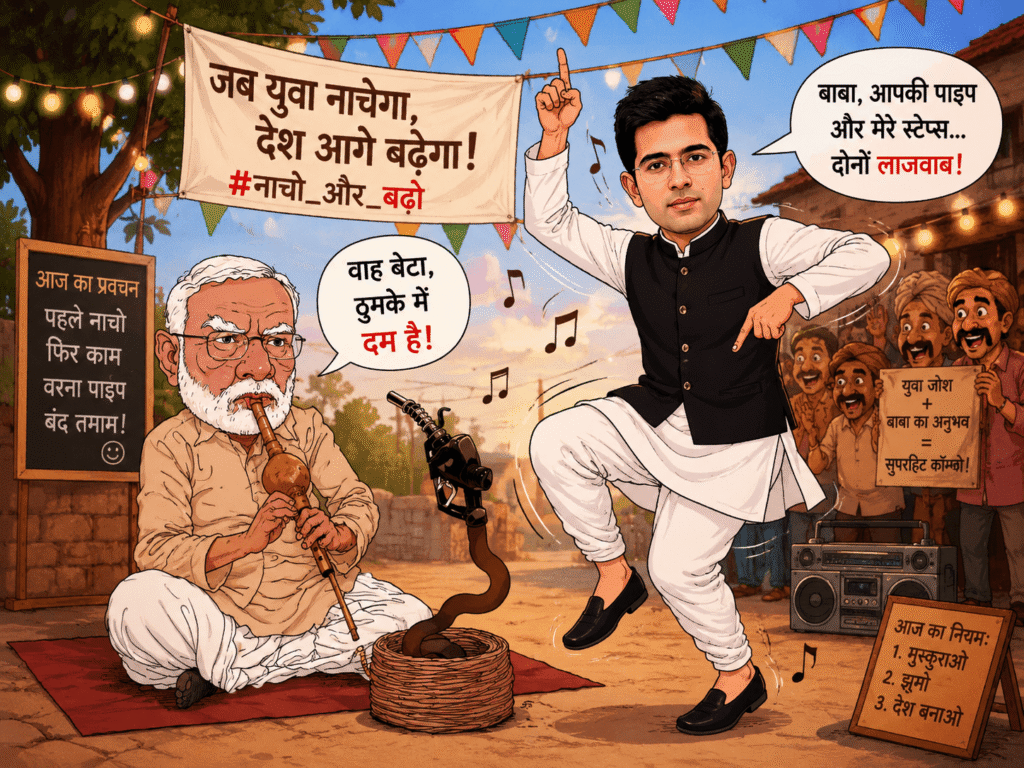 Modi Snake Charmer Cartoon